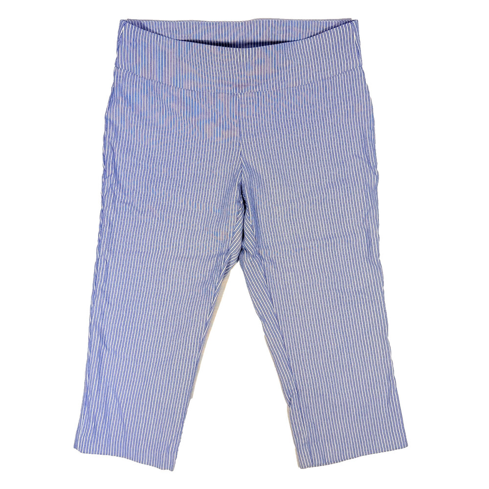 Joe B. Women's L Blue White Stripe Capri Pants Clam Diggers